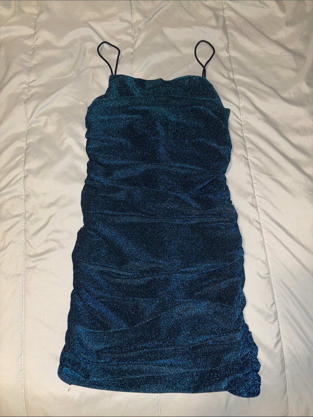 Amazon Teal Shimmer Mini Dress